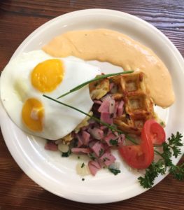 Potato Waffle Hash Breakfast at Andersen's in Santa Barbara