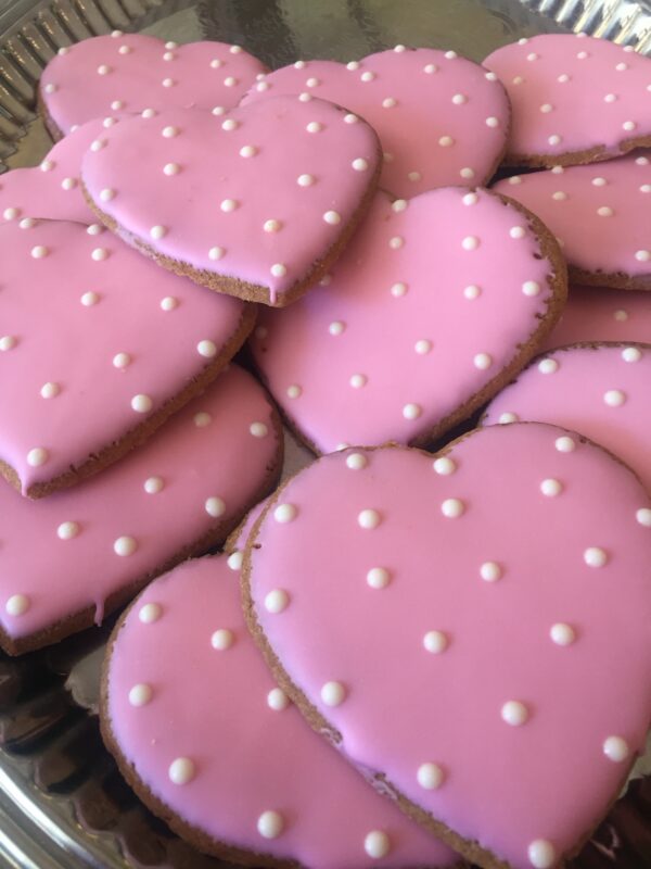 Pink Heart Cookies - The Andersen’s Danish Bakery & Restaurant Santa Barbara