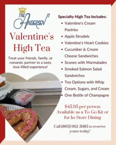 Valentine's High Tea in Santa Barbara at Andersen's Danish Bakery & Restaurant