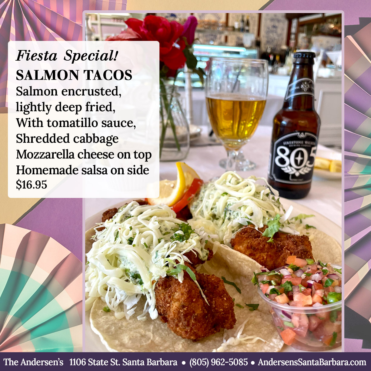 Salmon Tacos FIESTA SPECIAL - The Andersen’s Danish Bakery & Restaurant