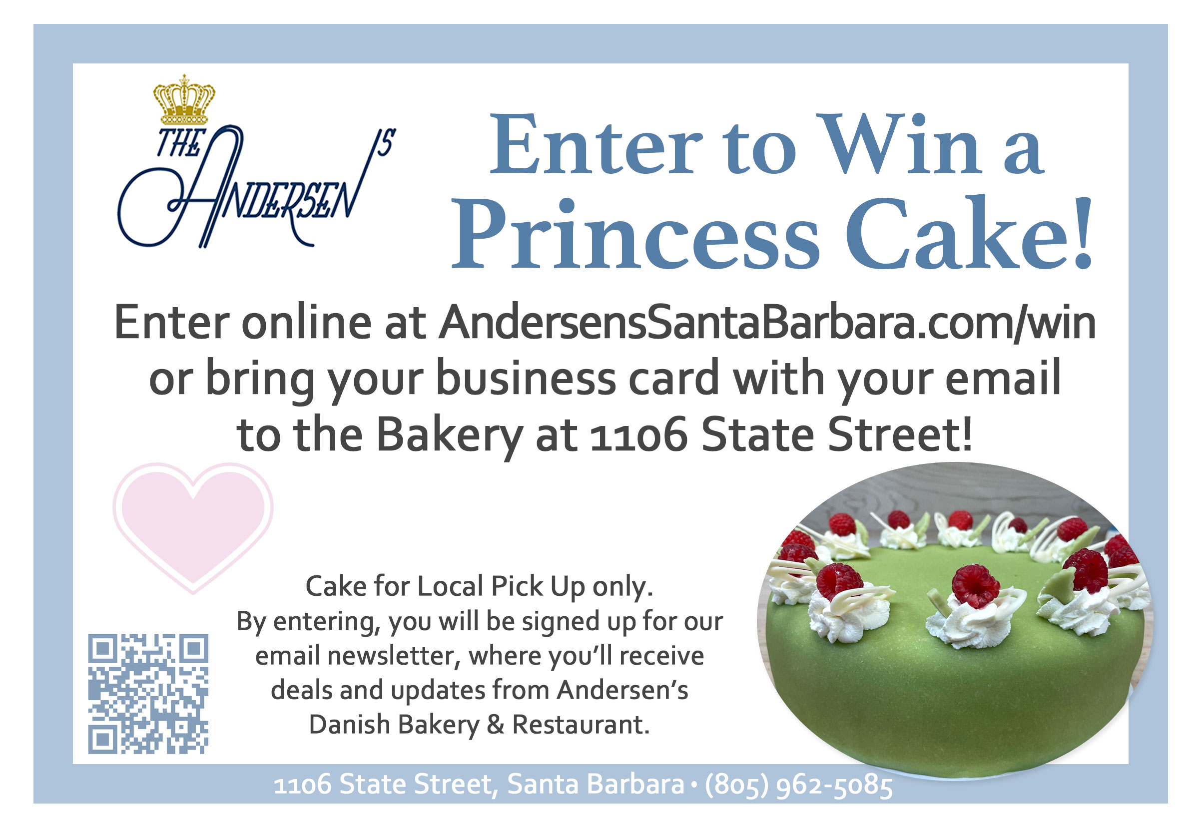 Win a Princess Cake from Andersen’s Danish Bakery & Restaurant.