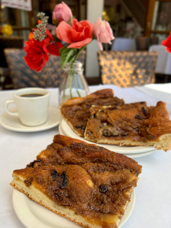 The Danish Brunsviger - sweet roll bread with brown sugar - The Andersen’s Danish Bakery & Restaurant