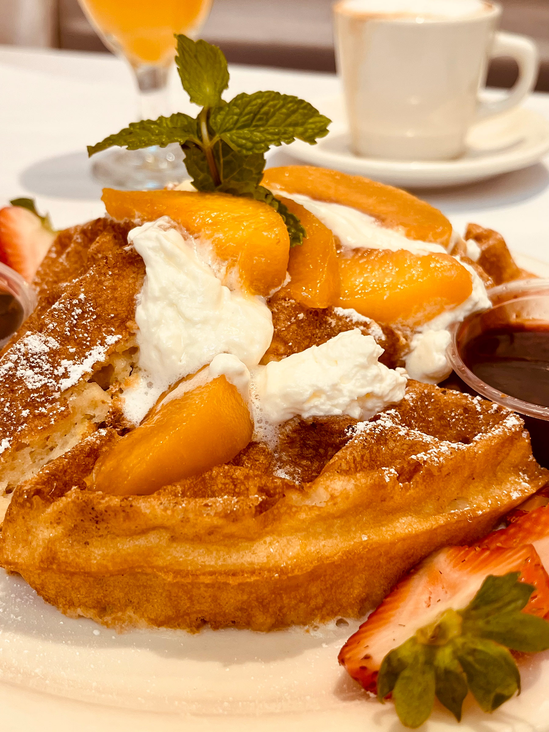 The Peachy Waffle - Breakfast - The Andersen’s Danish Bakery & Restaurant