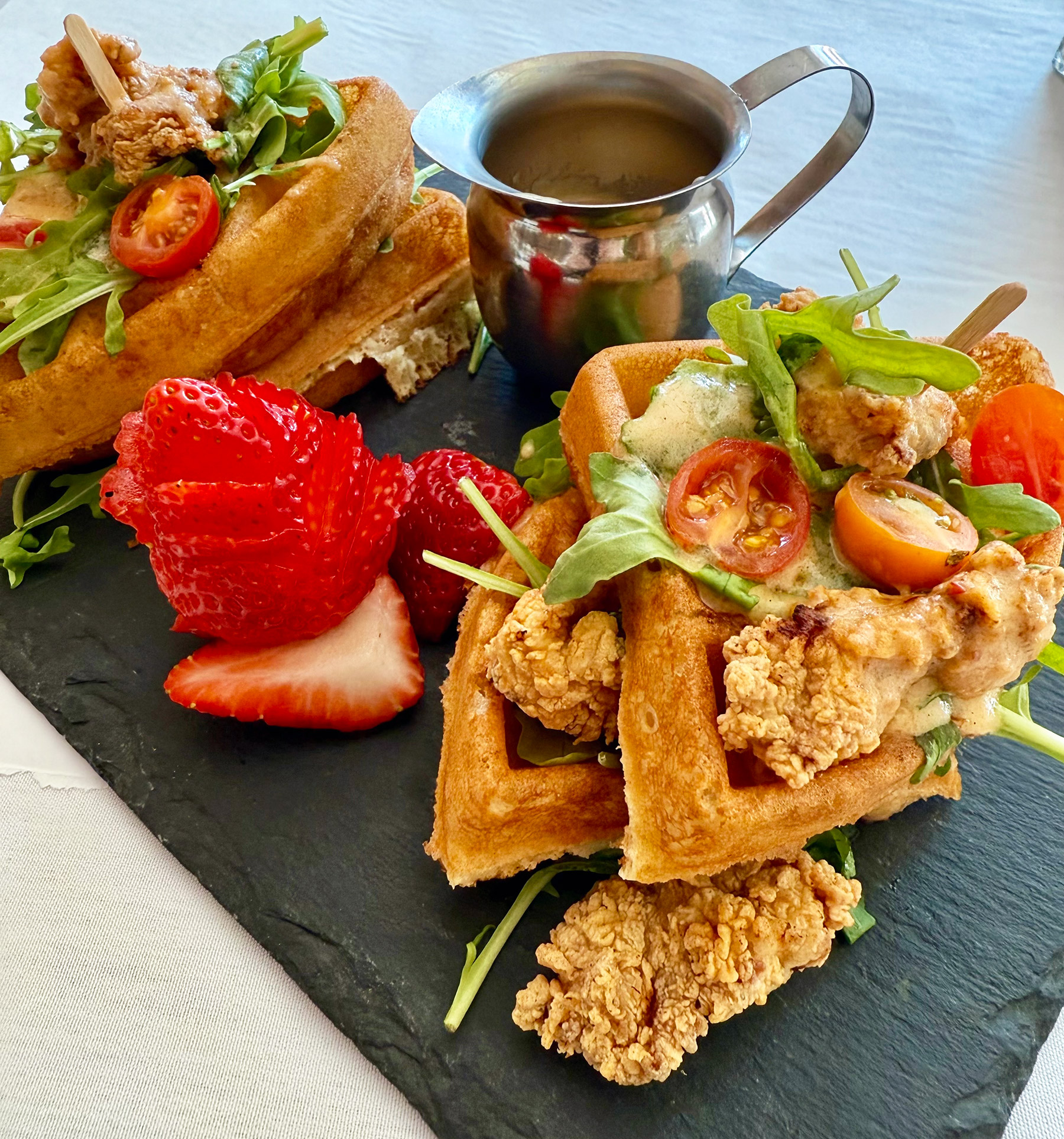 The Waffle Witch for Breakfast at Andersens in Santa Barbara