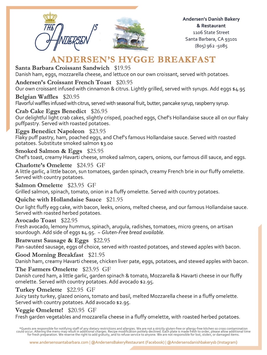 Breakfast Menu - The Andersen’s Danish Bakery & Restaurant