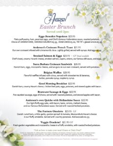Easter Brunch Menu