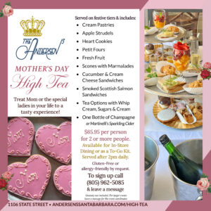 Mother's Day High Tea Menu - Andersen's in Santa Barbara