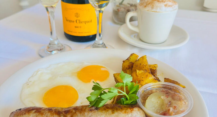 Bratwurst Sausage & Eggs - The Andersen's in Santa Barbara