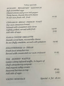 Breakfast Special Menu July 9, 2026