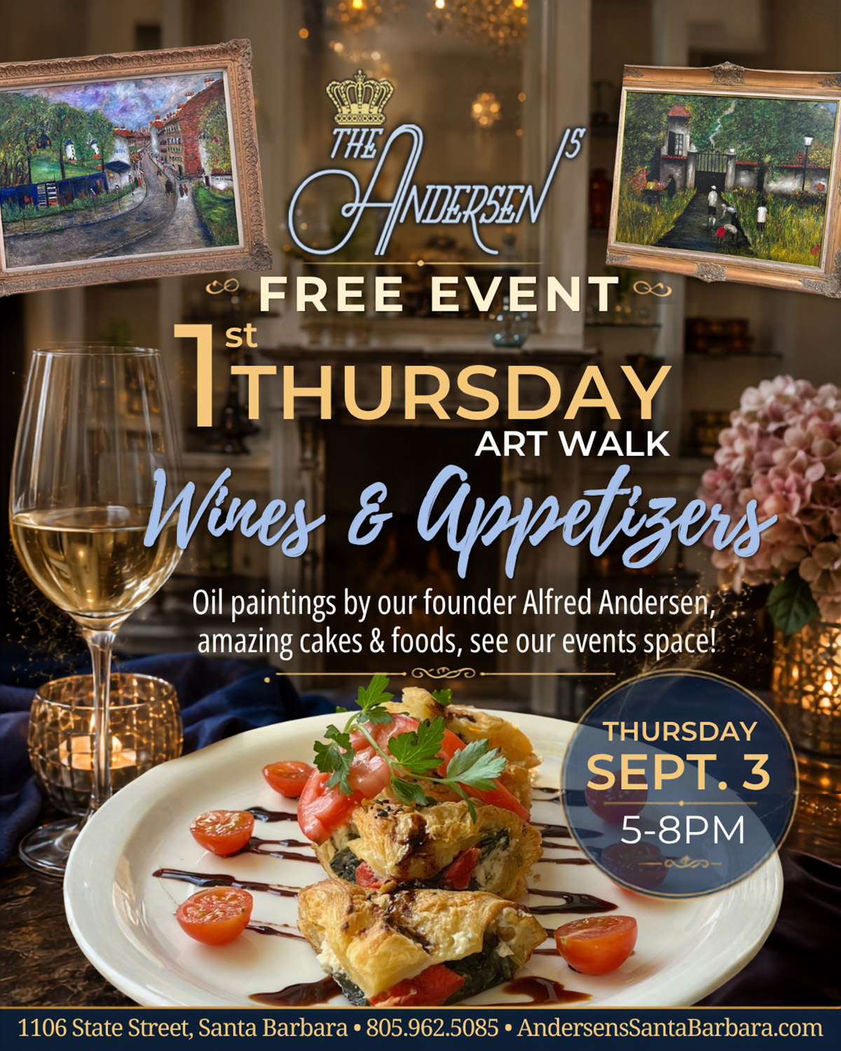 Free Event 🎉 1ST THURSDAY ART WALK in Santa Barbara on September 3 at The Andersen’s 